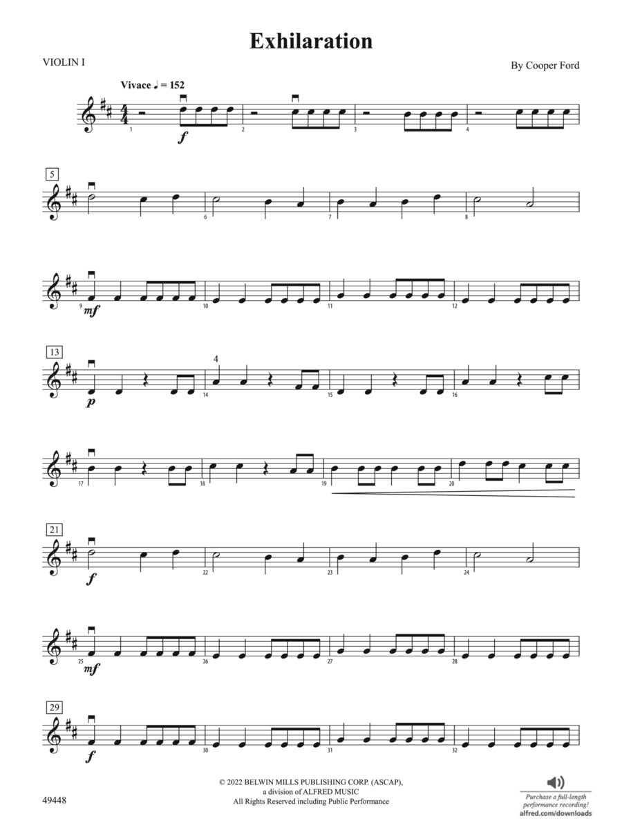 Exhilaration: 1st Violin Exhilaration: 1st Violin String Orchestra scores gallery preview page 1