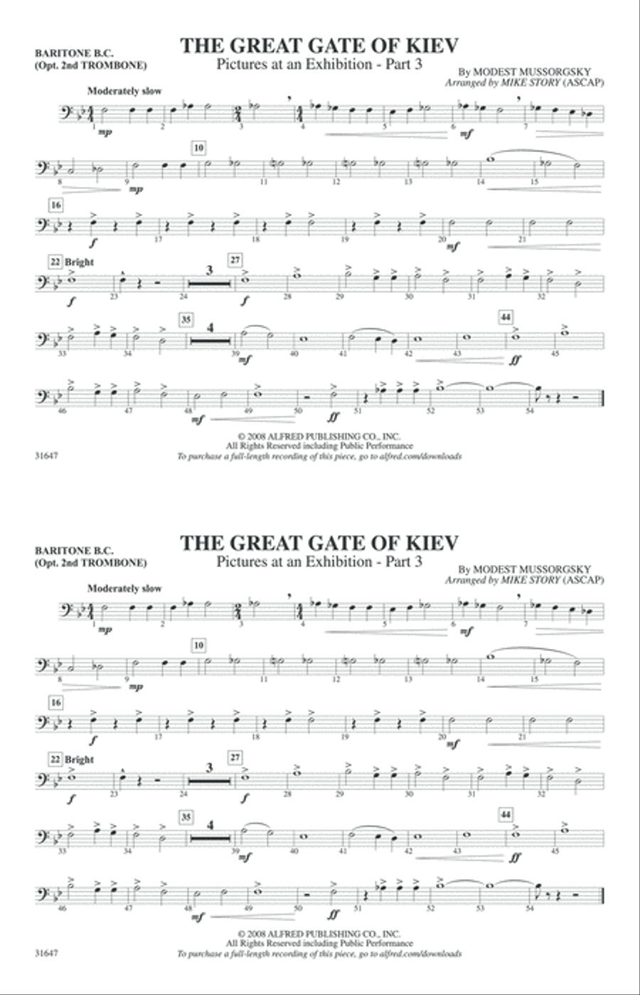 The Great Gate of Kiev: Baritone B.C. Marching Band scores gallery preview page 1