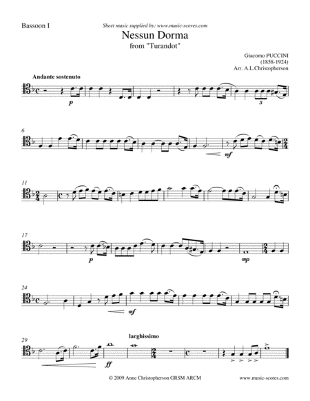Nessun Dorma - Bassoon Trio image number null