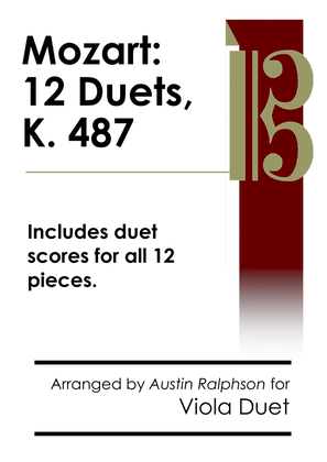 Book cover for COMPLETE Mozart 12 duets, K. 487 - viola duet