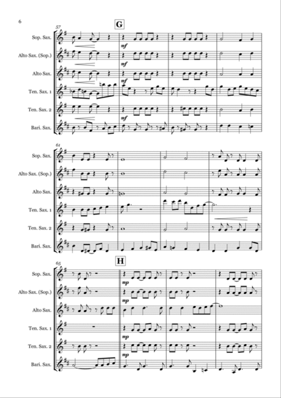 Under The Moon Of Love Saxophone Quintet scores gallery preview page 6