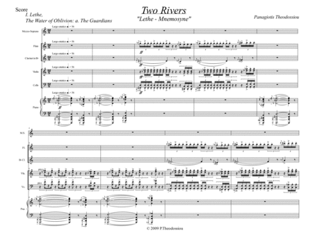 Two Rivers for mezzo-soprano, flute, clarinet, violin, cello and piano image number null