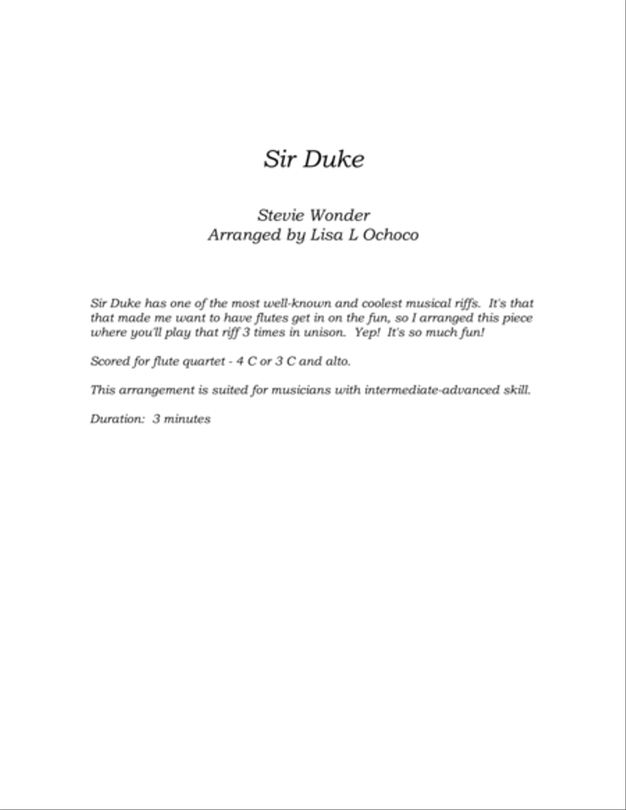 Sir Duke Sir Duke Flute Quartet scores gallery preview page 4
