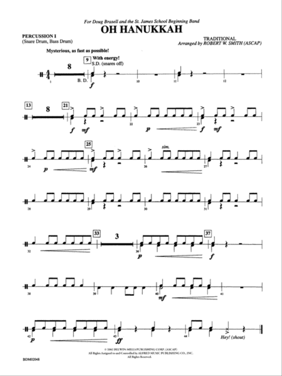 Oh Hanukkah: 1st Percussion Concert Band scores gallery preview page 1