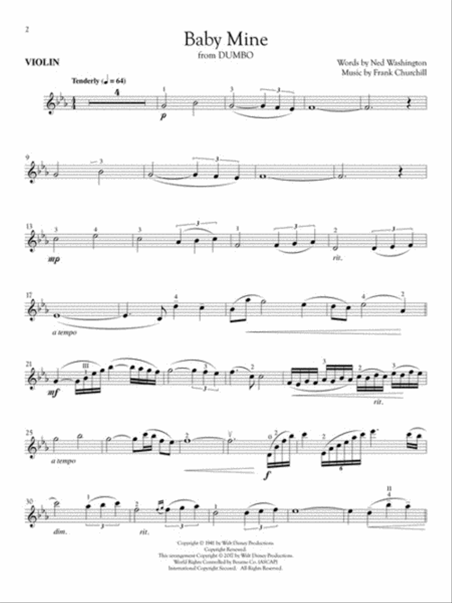Disney Songs for Solo Violin & Piano Violin Solo scores gallery preview page 4