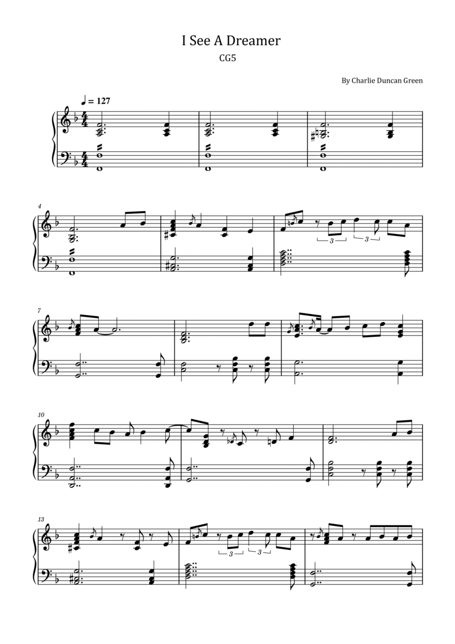 I See A Dreamer Piano Solo scores gallery preview page 1