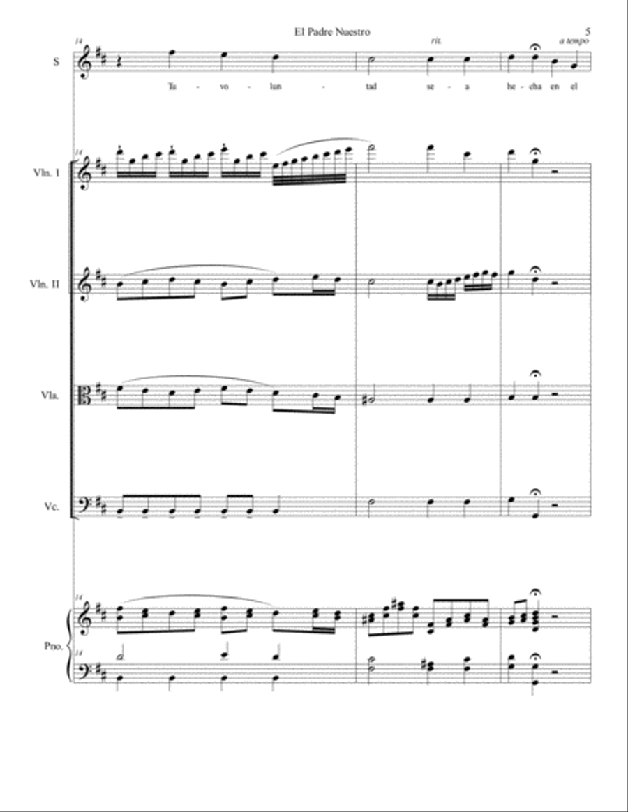 El Padre Nuestro (score and parts) Chamber Orchestra scores gallery preview page 6