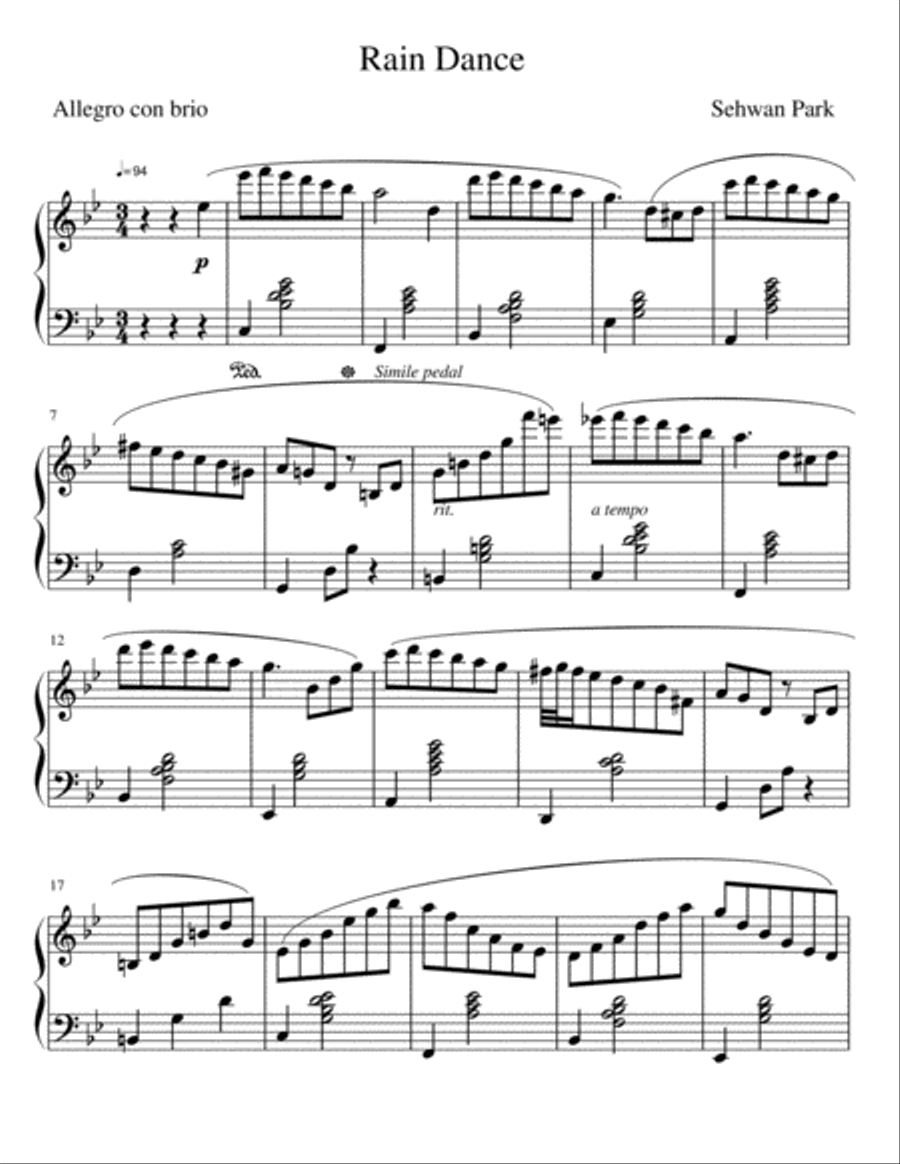 Rain Dance Piano Solo scores gallery preview page 1