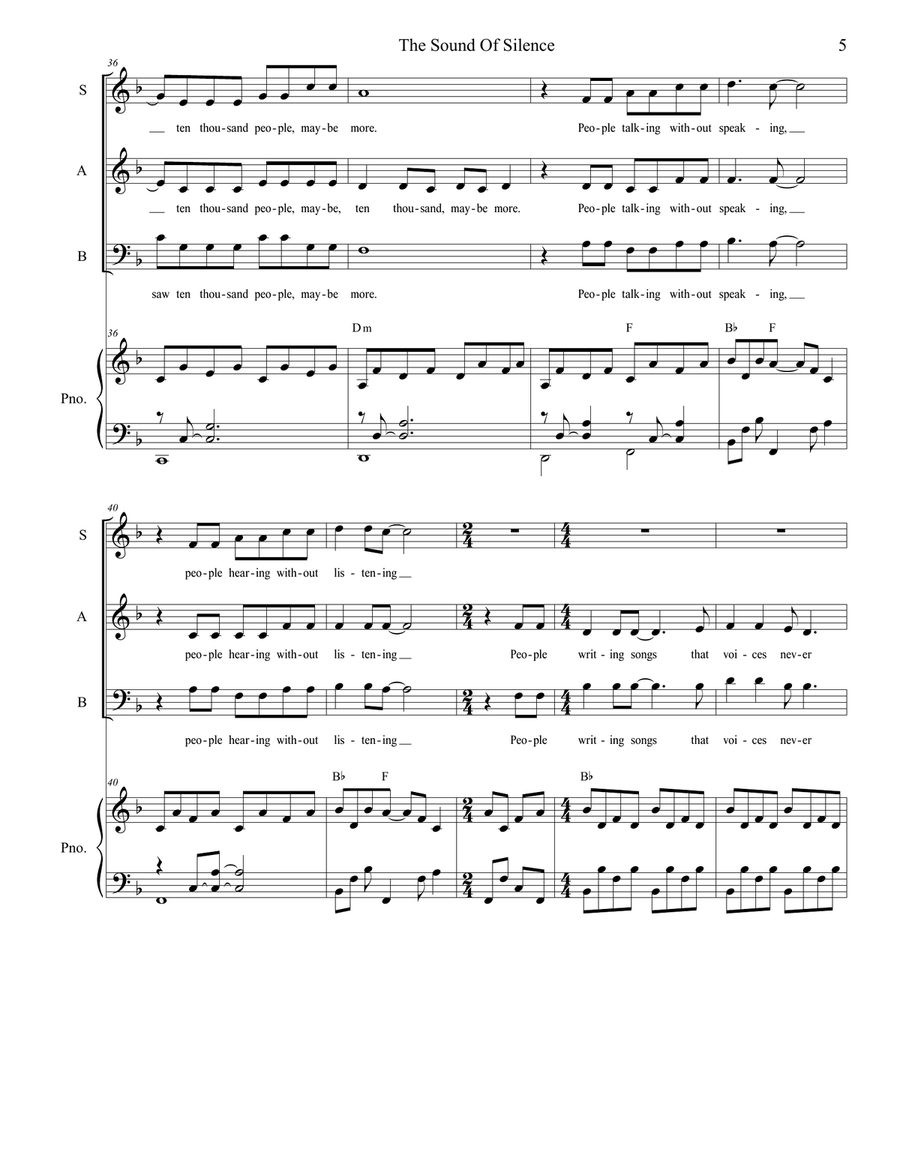 The Sound Of Silence 3-Part scores gallery preview page 5