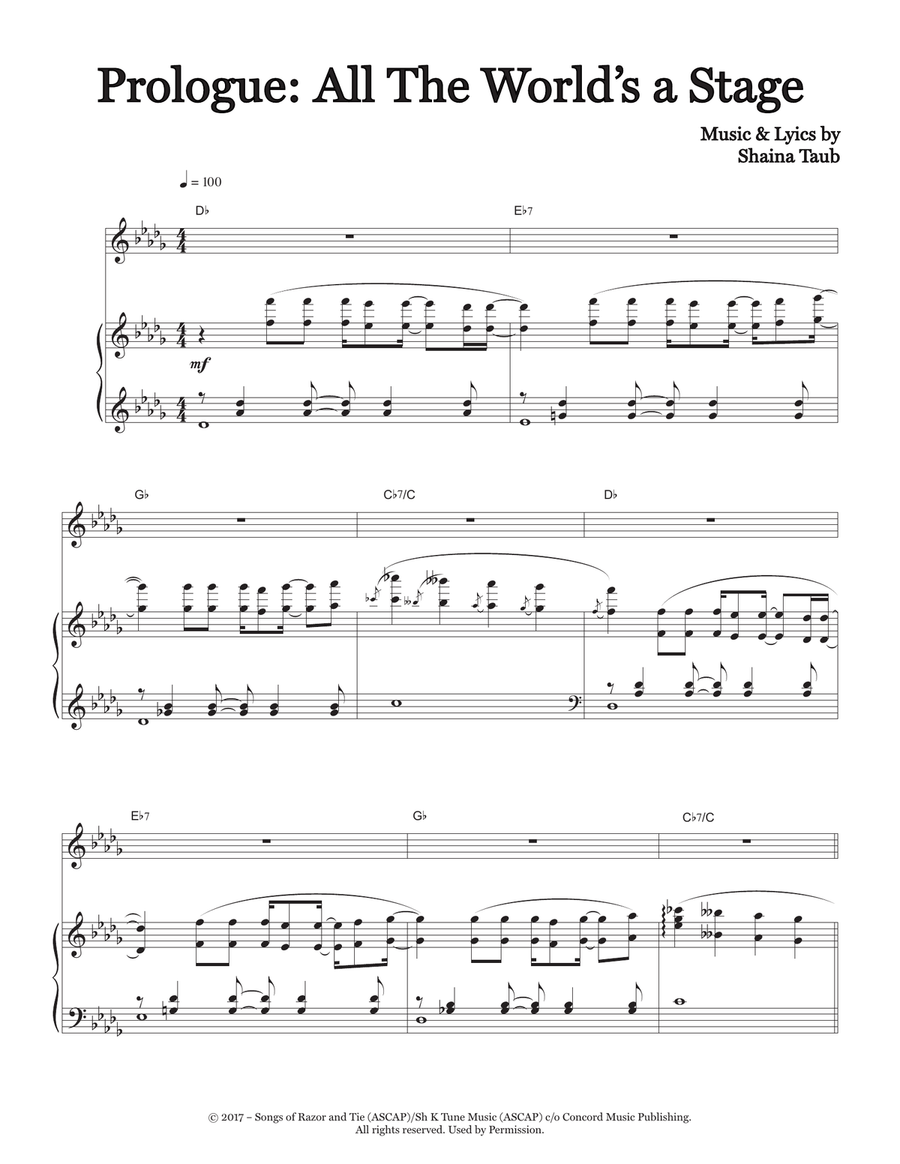 Prologue: All The World's A Stage (from As You Like It) Voice scores gallery preview page 1