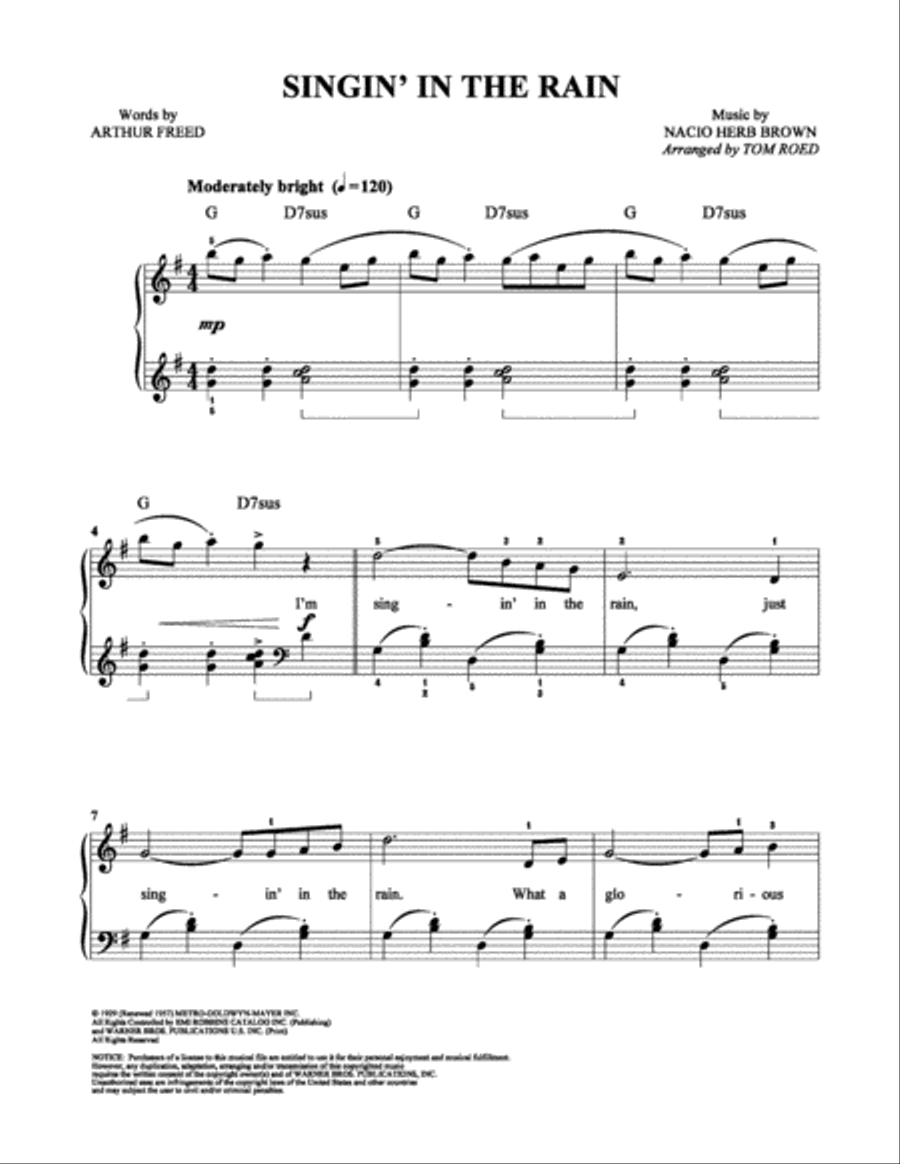 Singin' in the Rain Easy Piano scores gallery preview page 1