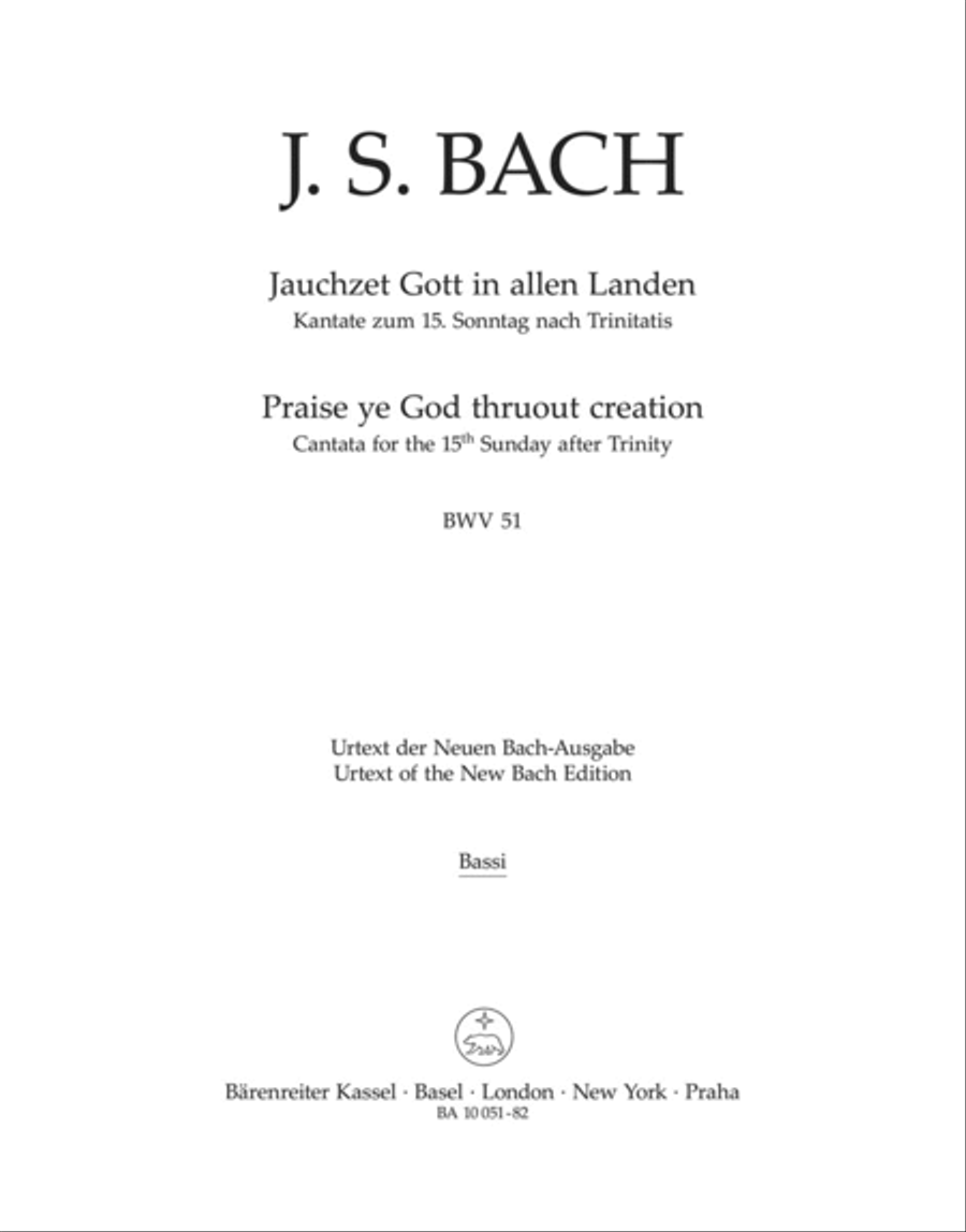 Praise ye God thruout creation, BWV 51 Praise scores gallery preview page 1