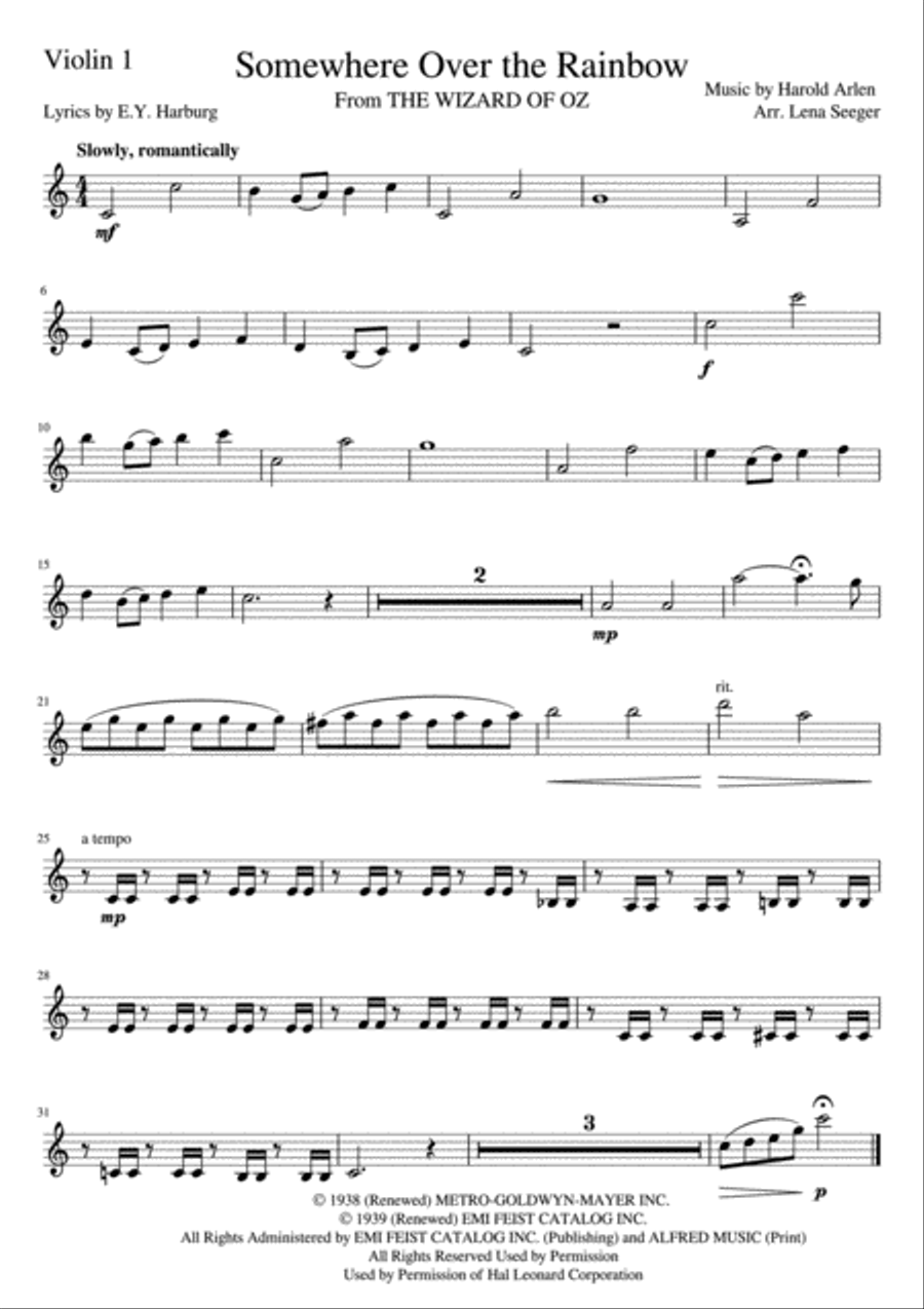 Over The Rainbow (from The Wizard Of Oz) String Quintet scores gallery preview page 5
