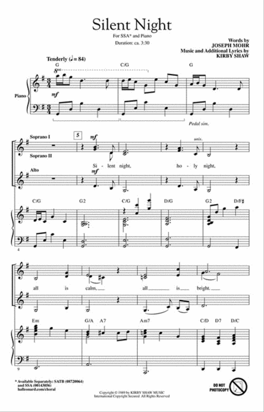 Silent Night SSA scores gallery preview page 2