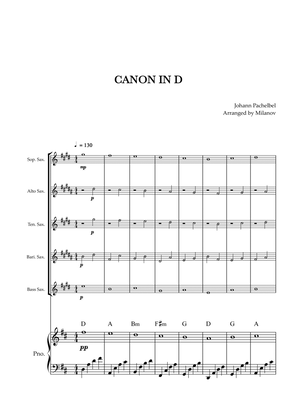 Book cover for Canon in D | Pachelbel | Saxophone Quintet | Piano accompaniment