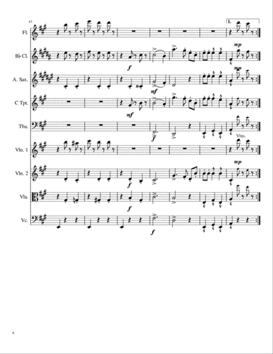The Blue Danube / An der schönen blauen Donau, Op. 314 - J Strauss Jr. (Mixed Ensemble) Small Ensemble scores gallery preview page 6