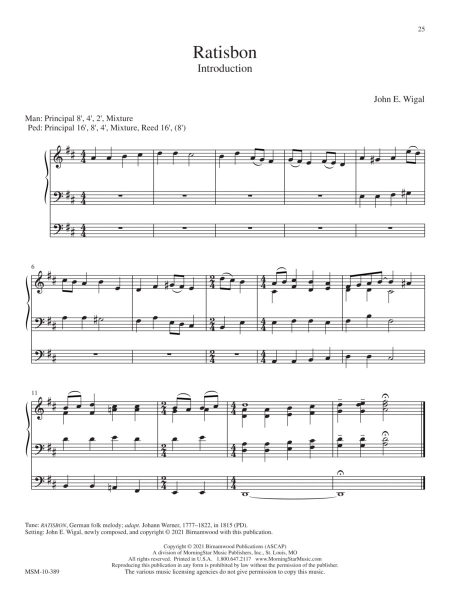 Ratisbon (Downloadable Introduction and Modulation and Alternate Harmonization)