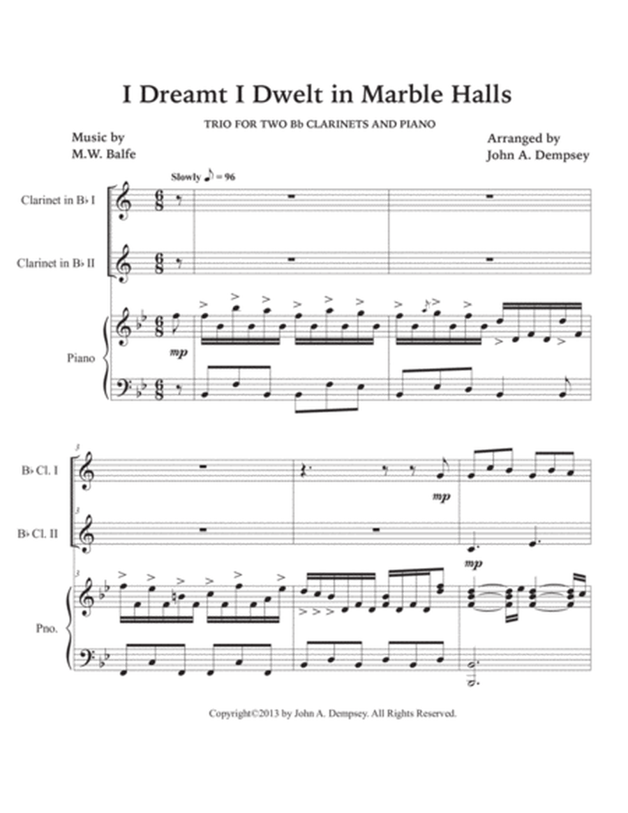 Marble Halls (Trio for Two Clarinets and Piano) image number null