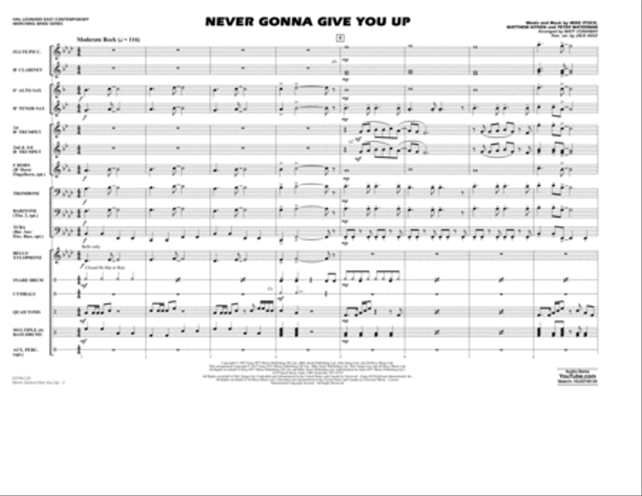 Never Gonna Give You Up - Conductor Score (Full Score) Marching Band scores gallery preview page 2