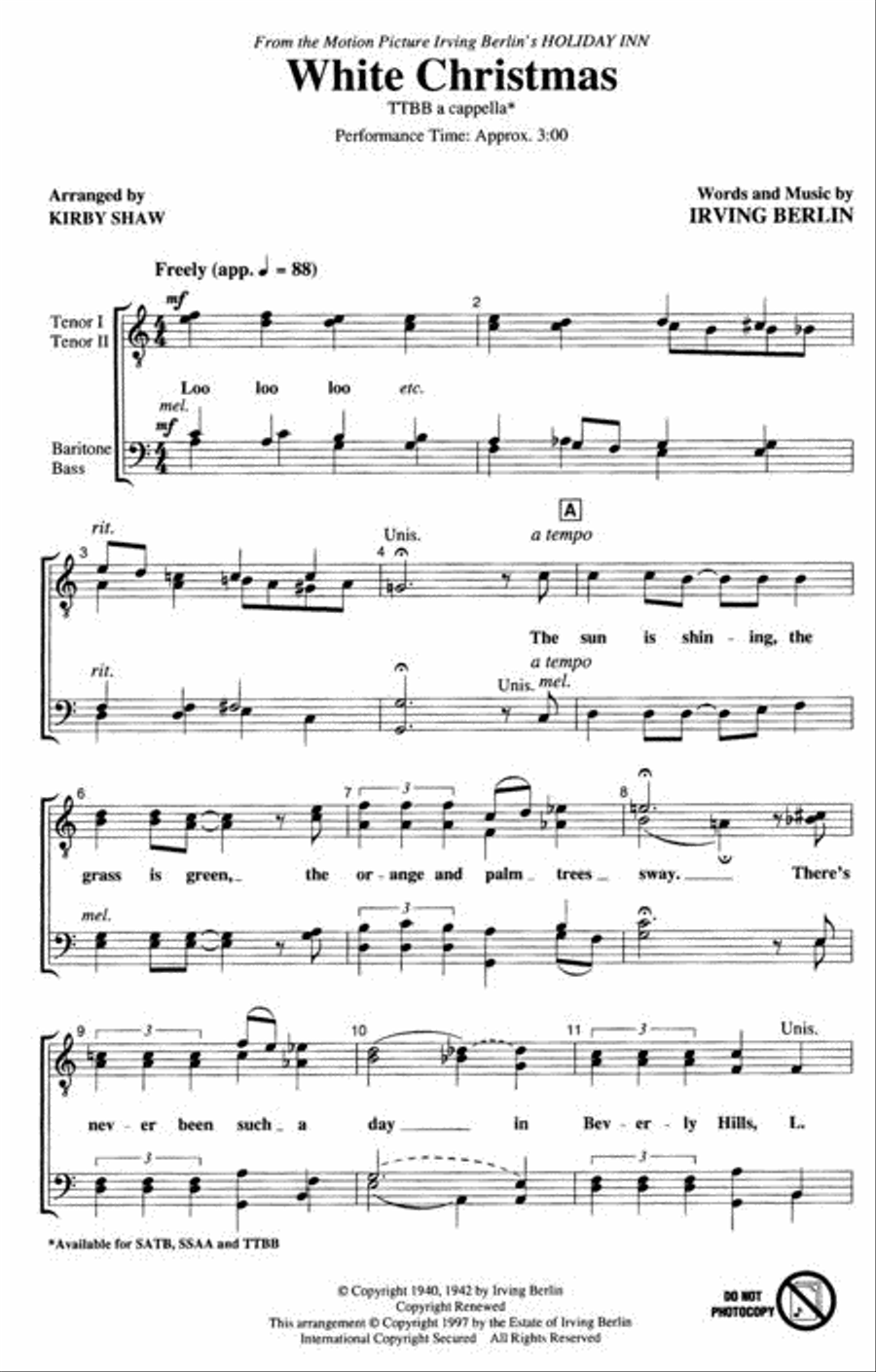 White Christmas TTBB scores gallery preview page 2