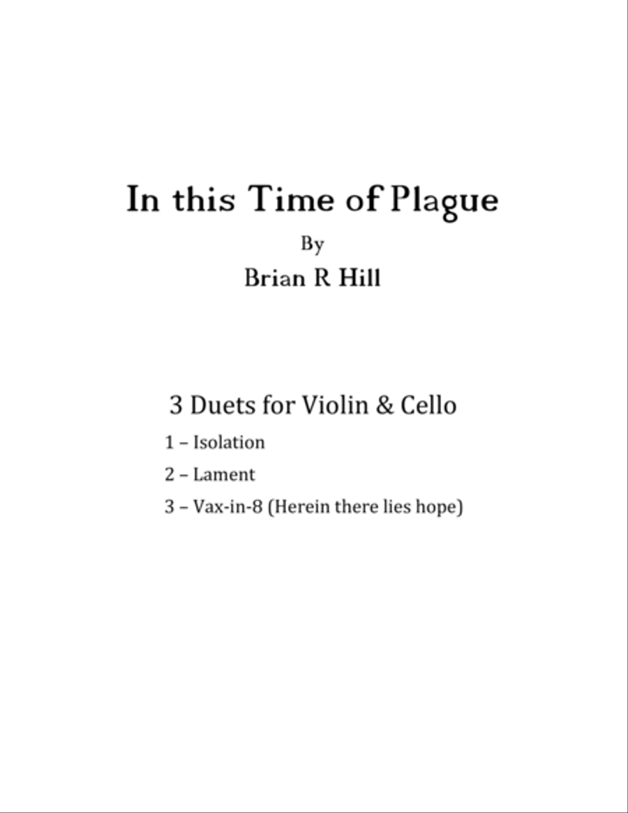 In This Time of Plague - 3 Duets for Violin and Cello String Duet scores gallery preview page 2