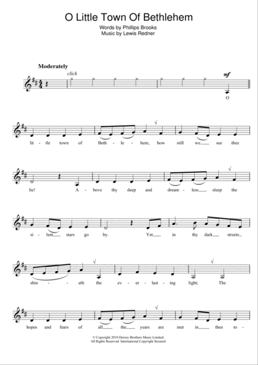 O Little Town Of Bethlehem Clarinet Solo scores gallery preview page 1