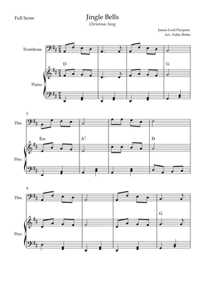 Jingle Bells (Christmas Song) for Trombone Solo and Piano Accompaniment with Chords