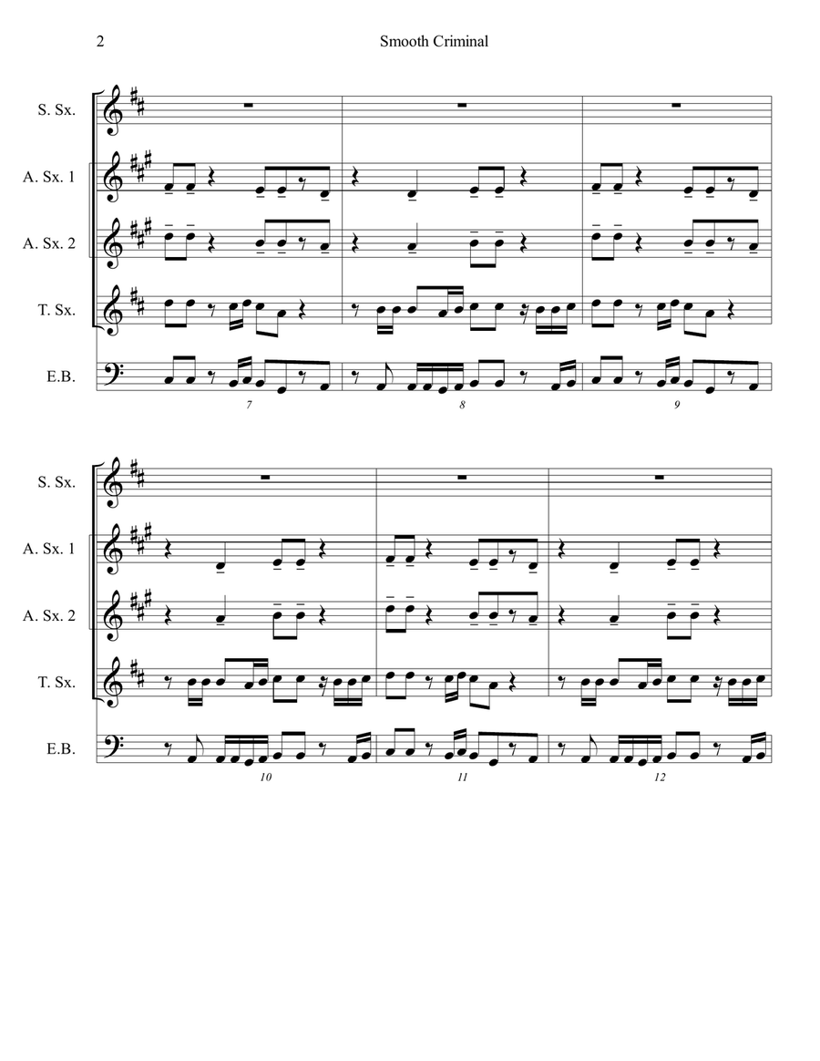 Bad Man (Smooth Criminal) Woodwind Ensemble scores gallery preview page 3