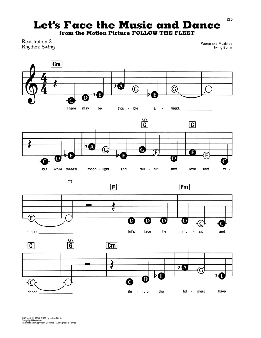 Let's Face The Music And Dance Electronic Keyboard scores gallery preview page 1