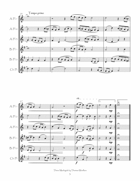 Three Weelkes Madrigals for Low Flute Choir image number null