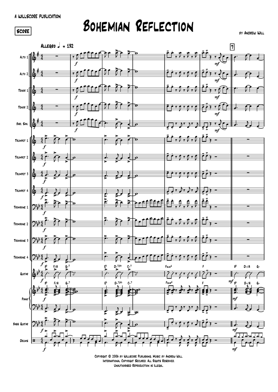 Bohemian Reflection Jazz Ensemble scores gallery preview page 1