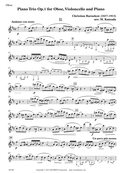 "Andante con moto" from Piano Trio, Op.1 for Oboe, Violoncello & Piano image number null