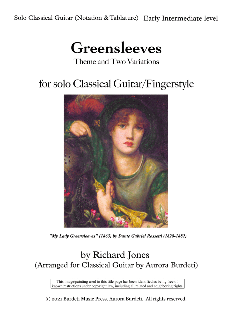 Greensleeves - Theme and Variations - Fingerstyle (Solo Guitar) Acoustic Guitar scores gallery preview page 1