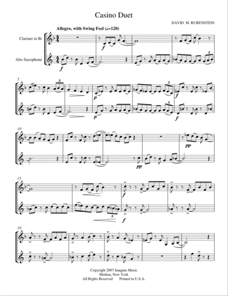Casino Duet Clarinet scores gallery preview page 1