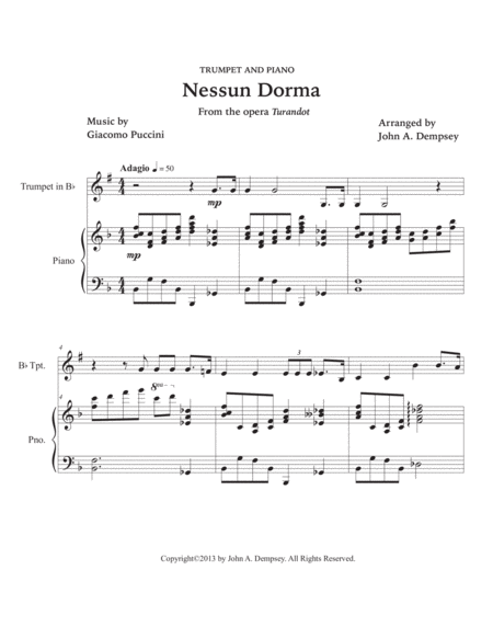 Nessun Dorma (Trumpet and Piano) image number null