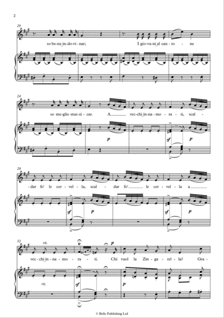 Chi vuol la zingarella (Original key. A Major) Voice Solo scores gallery preview page 2