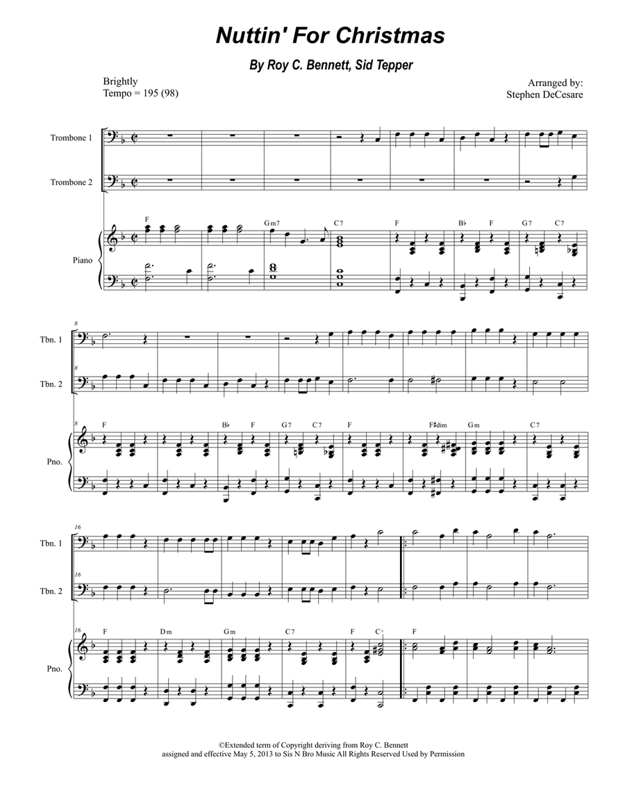 Nuttin' For Christmas Nuttin' For Christmas Trombone Duet scores gallery preview page 1
