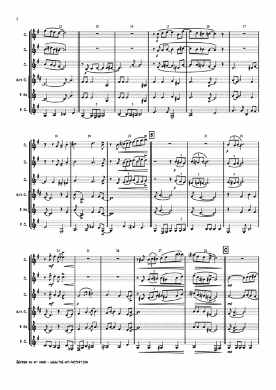 Georgia On My Mind Woodwind Ensemble scores gallery preview page 2