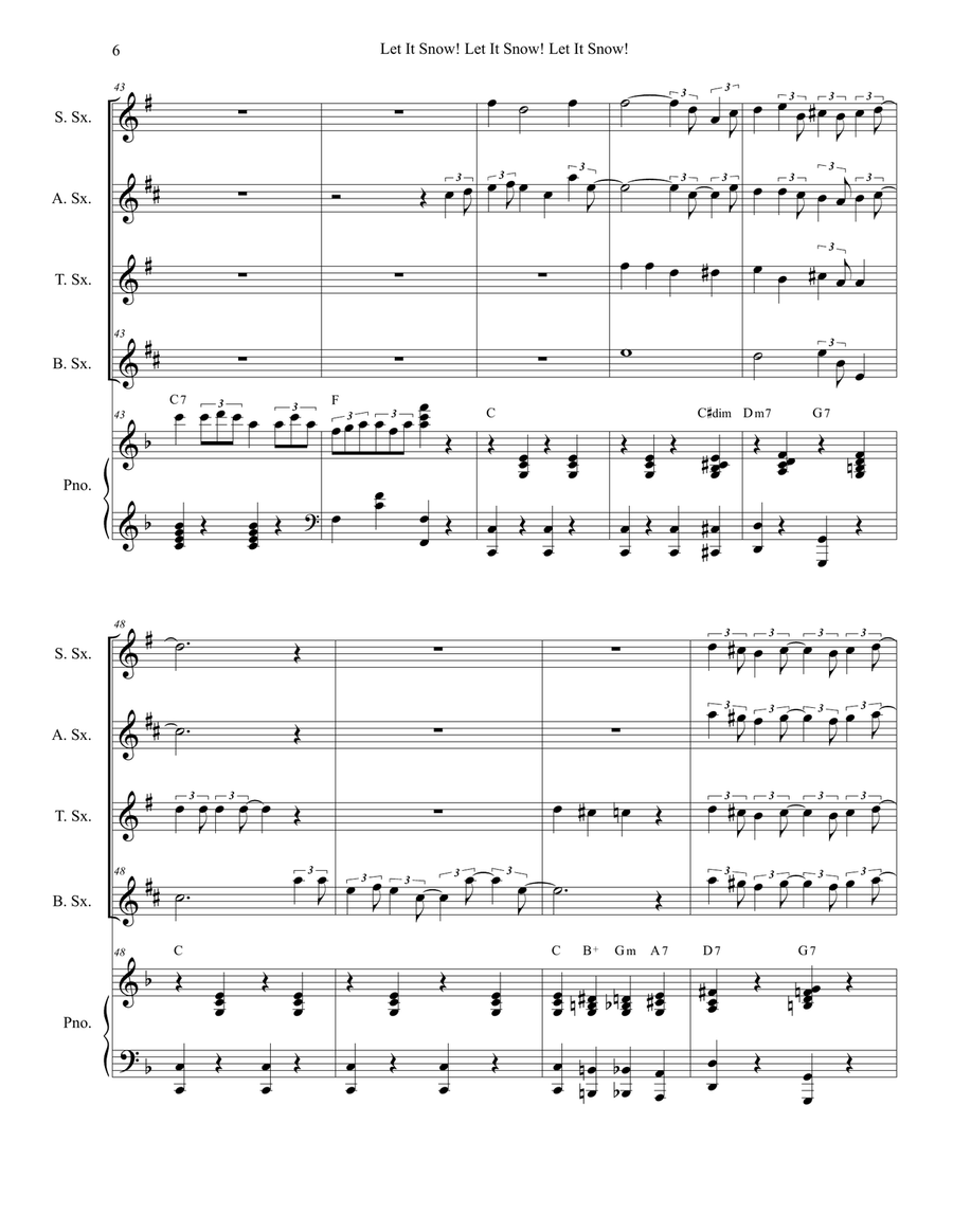Let It Snow! Let It Snow! Let It Snow! Saxophone Quartet scores gallery preview page 6