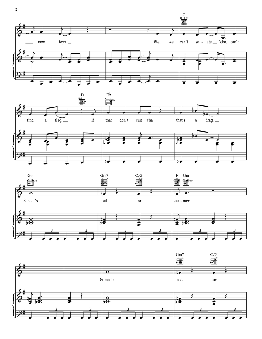 School's Out Piano, Vocal, Guitar scores gallery preview page 2