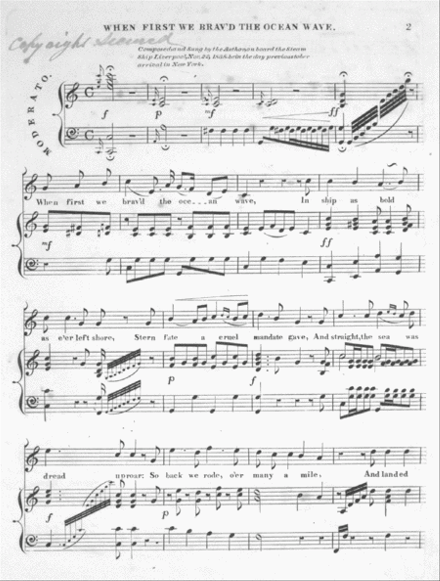 When First We Braved the Ocean Wave. A Song Harp scores gallery preview page 2