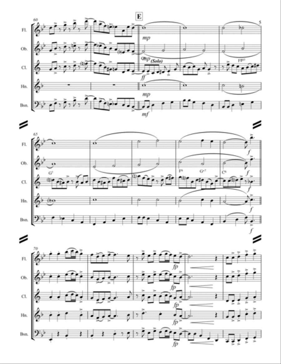 Rudolph The Red-nosed Reindeer Woodwind Quintet scores gallery preview page 6