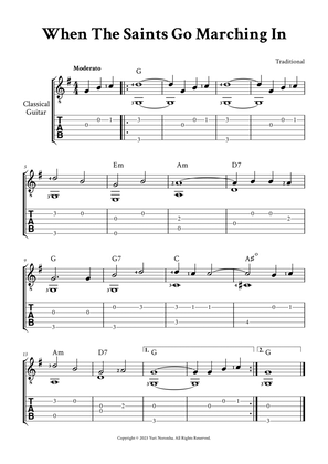 When The Saints Go Marching In - Fingerstyle Guitar (with TAB, Chords)