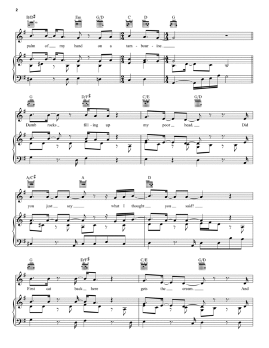 Tambourine Tambourine Piano, Vocal, Guitar scores gallery preview page 2