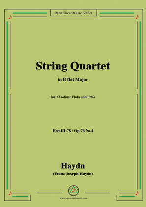 Book cover for Haydn-String Quartet,in B flat Major,Hob.III 78