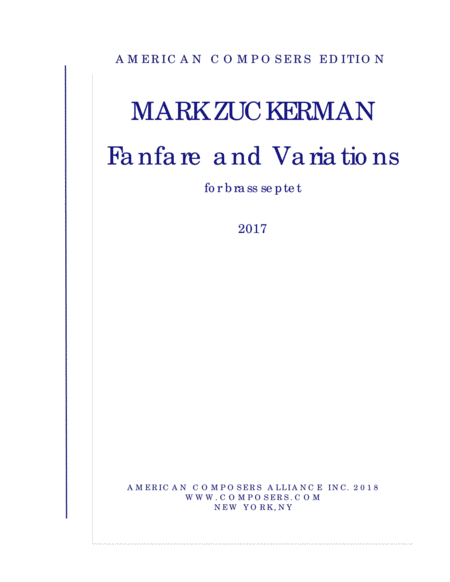 [Zuckerman] Fanfare and Variations