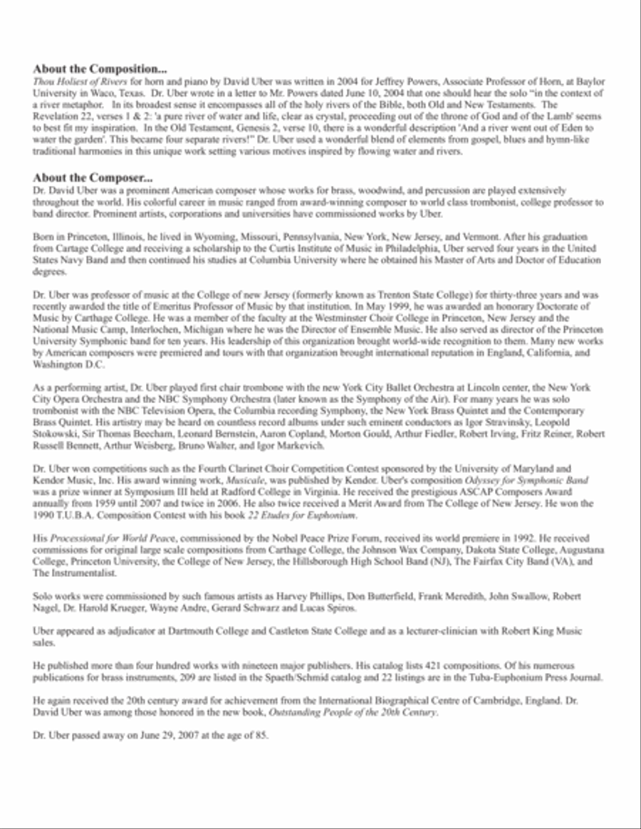 Thou Holiest of Rivers Horn scores gallery preview page 2