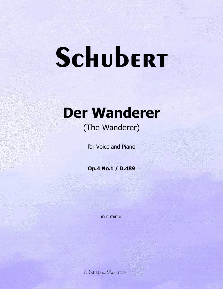 Der Wanderer, by Schubert, Op.4 No.1, in c minor