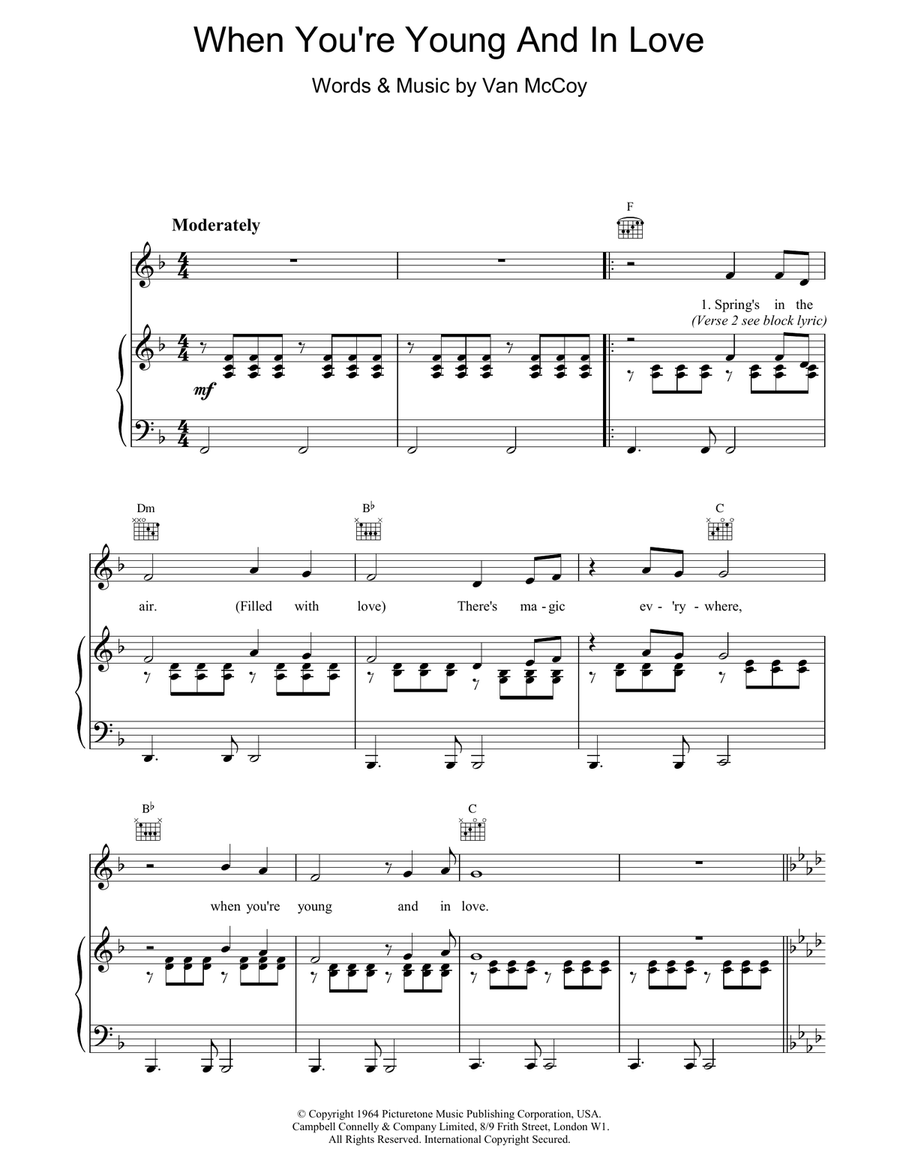 When You're Young And In Love Piano, Vocal, Guitar scores gallery preview page 1