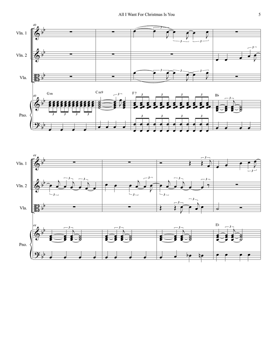 All I Want For Christmas Is You String Quartet scores gallery preview page 5